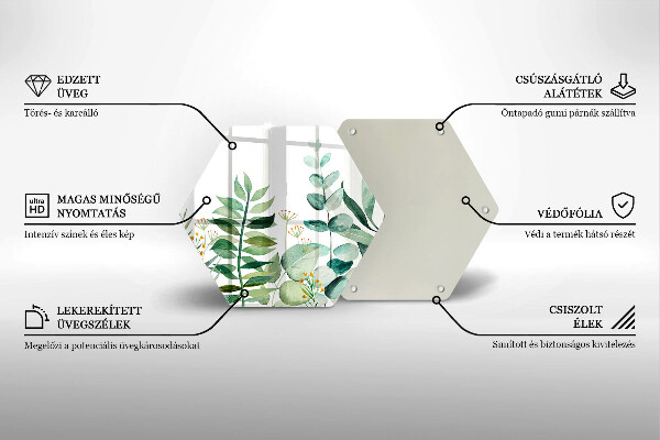 Tocător sticlă Ilustrație cu frunze de plante
