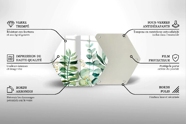 Tocător sticlă Ilustrație cu frunze de plante