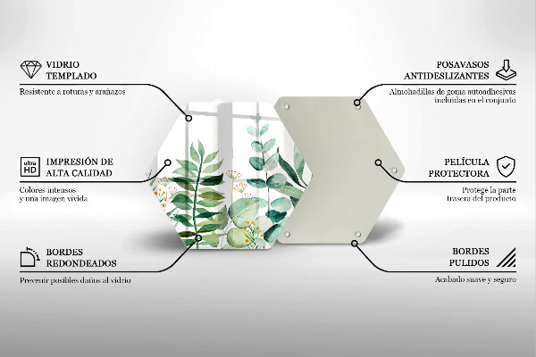 Tocător sticlă Ilustrație cu frunze de plante