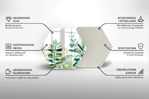 Tocător sticlă Ilustrație cu frunze de plante