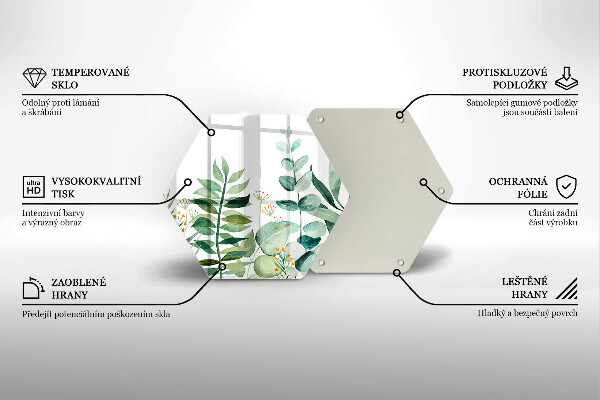 Tocător sticlă Ilustrație cu frunze de plante