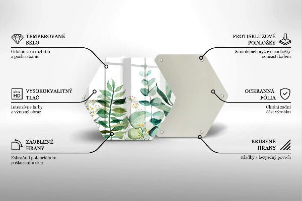 Tocător sticlă Ilustrație cu frunze de plante