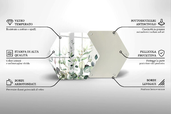 Tocător sticlă Plante acuarela