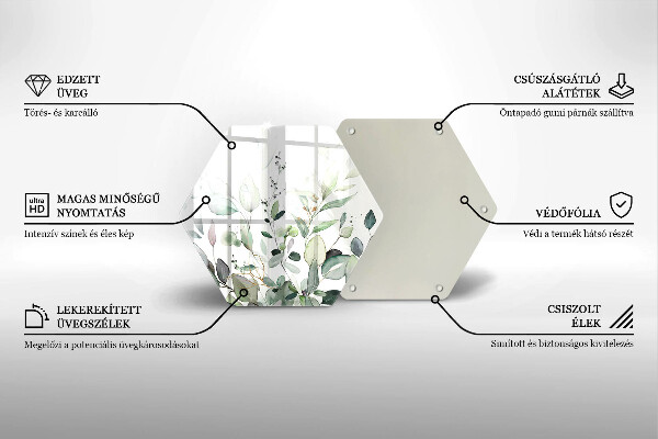 Tocător sticlă Plante acuarela