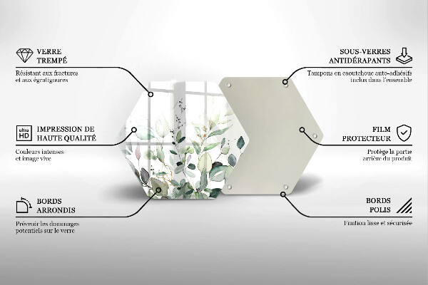 Tocător sticlă Plante acuarela