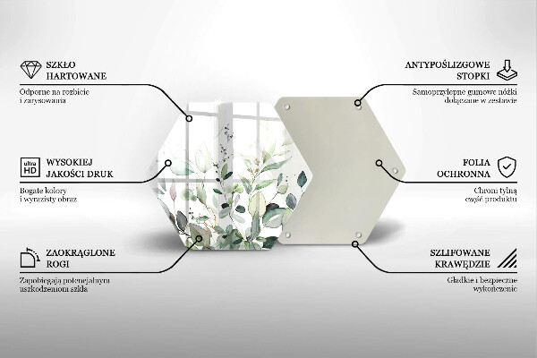 Tocător sticlă Plante acuarela