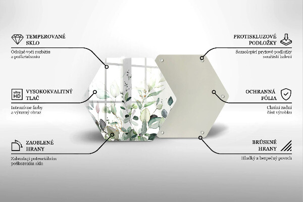 Tocător sticlă Plante acuarela