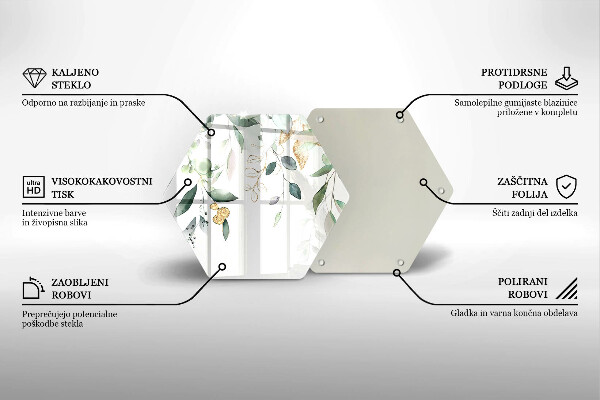 Tocător sticlă Acuarelă frunze