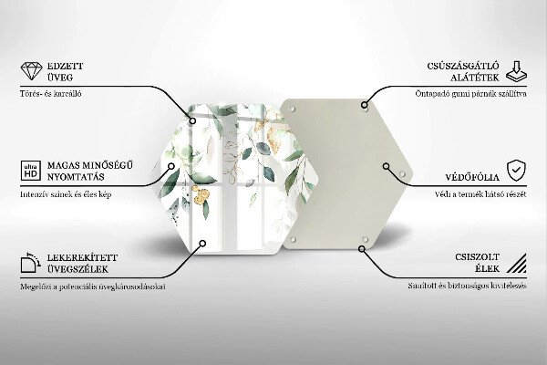 Tocător sticlă Acuarelă frunze