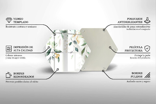 Tocător sticlă Acuarelă frunze