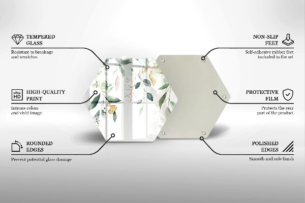 Tocător sticlă Acuarelă frunze