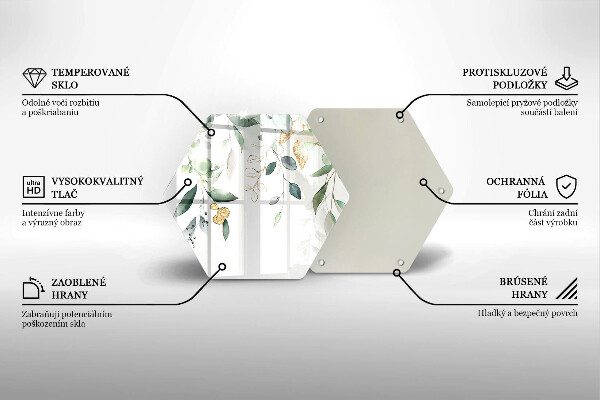 Tocător sticlă Acuarelă frunze