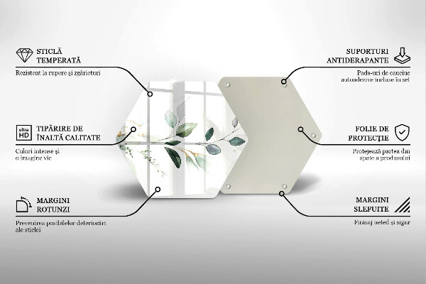 Tocător sticlă Acuarelă frunze