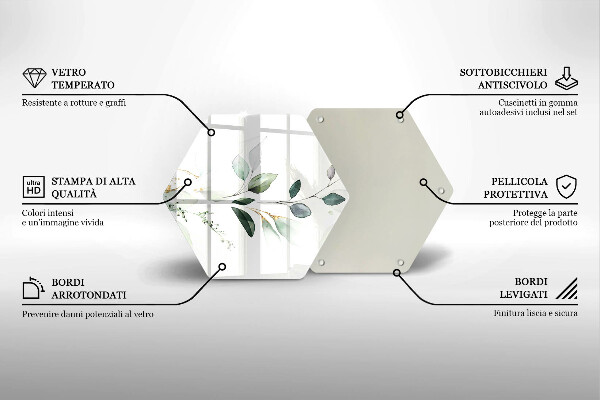 Tocător sticlă Acuarelă frunze