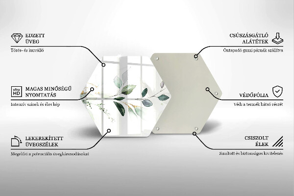 Tocător sticlă Acuarelă frunze