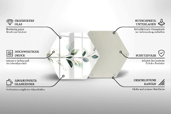 Tocător sticlă Acuarelă frunze