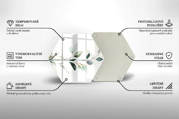 Tocător sticlă Acuarelă frunze