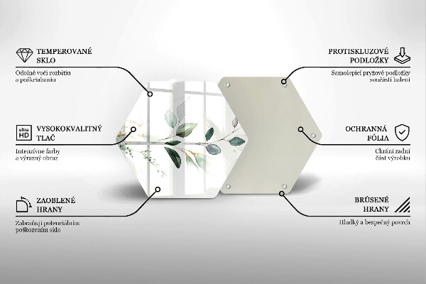 Tocător sticlă Acuarelă frunze