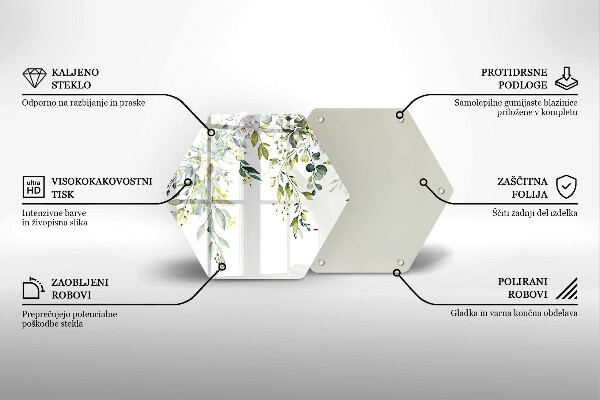 Tocător sticlă Frunze și flori decorative