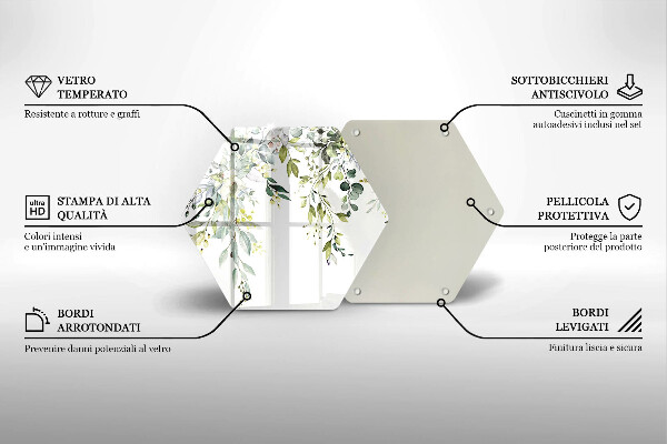 Tocător sticlă Frunze și flori decorative