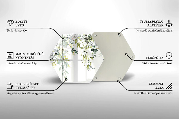 Tocător sticlă Frunze și flori decorative