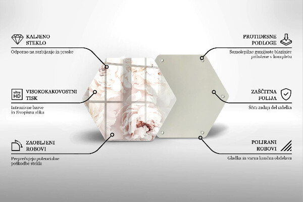 Tocător sticlă Bujori pastel