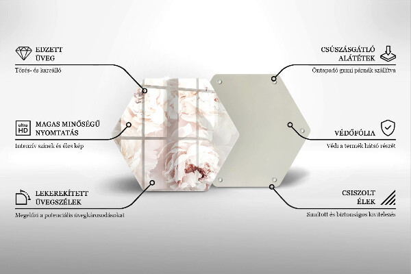 Tocător sticlă Bujori pastel