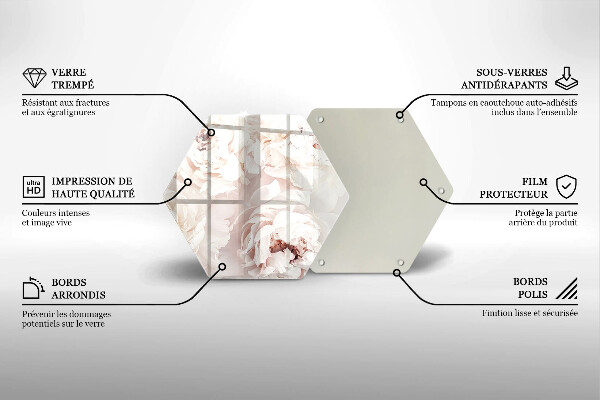 Tocător sticlă Bujori pastel