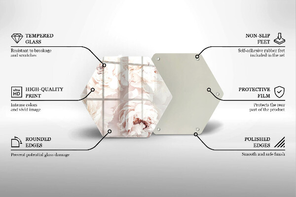 Tocător sticlă Bujori pastel