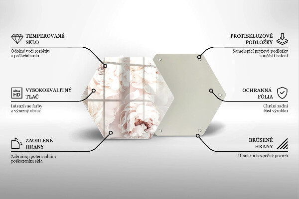 Tocător sticlă Bujori pastel