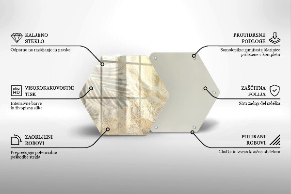 Tocător sticlă Frunze de palmier și nisip