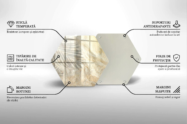 Tocător sticlă Frunze de palmier și nisip