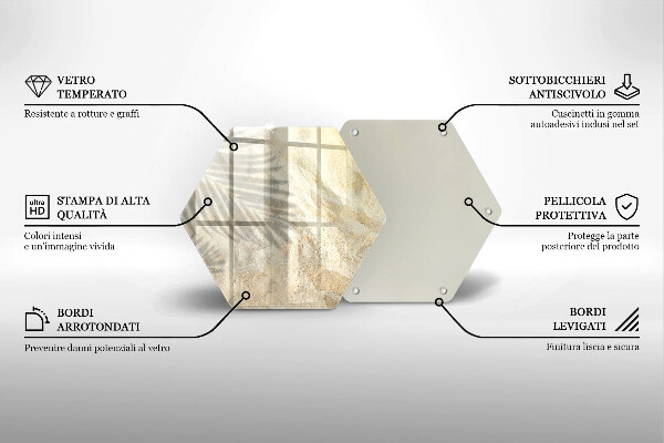 Tocător sticlă Frunze de palmier și nisip