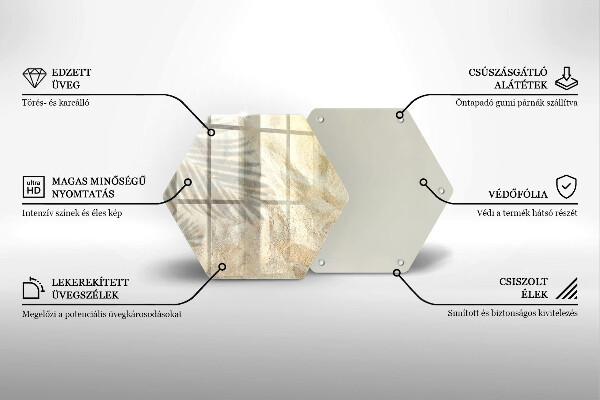 Tocător sticlă Frunze de palmier și nisip