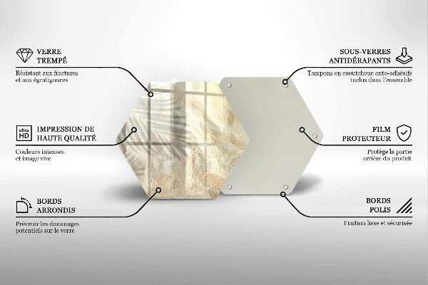 Tocător sticlă Frunze de palmier și nisip