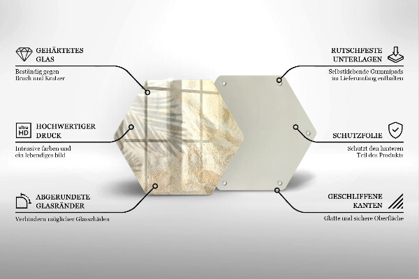 Tocător sticlă Frunze de palmier și nisip