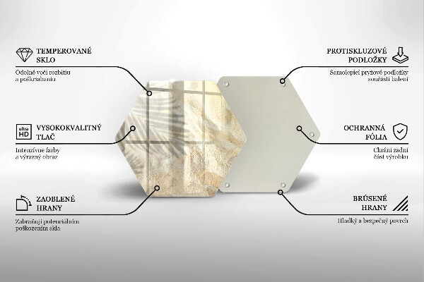 Tocător sticlă Frunze de palmier și nisip