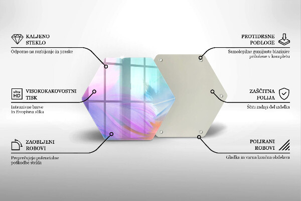 Tocător sticlă Pene pastelate