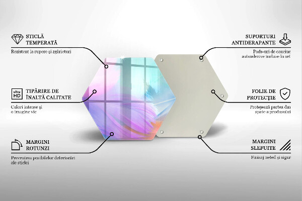 Tocător sticlă Pene pastelate