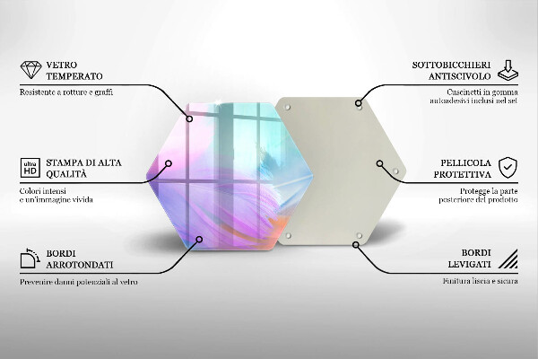 Tocător sticlă Pene pastelate