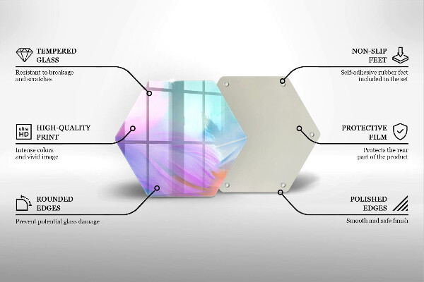 Tocător sticlă Pene pastelate