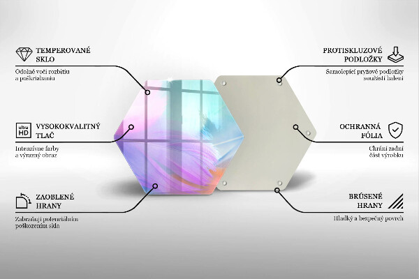 Tocător sticlă Pene pastelate