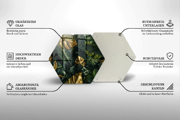 Tocător sticlă Frunze de monstera aurii