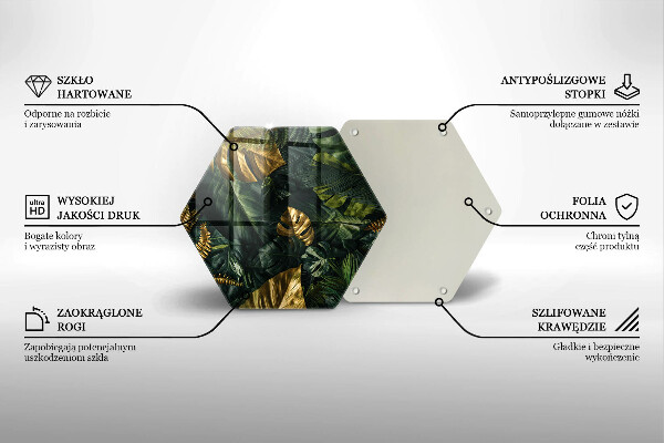 Tocător sticlă Frunze de monstera aurii