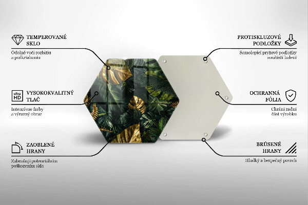 Tocător sticlă Frunze de monstera aurii