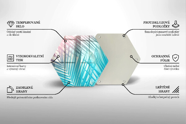 Tocător sticlă Frunze pastelate