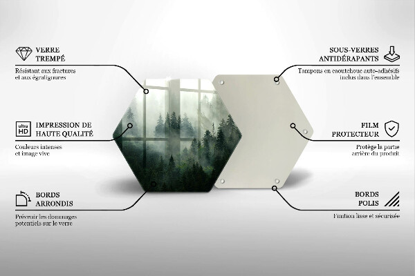 Tocător de bucătărie Peisaj de pădure cu ceață