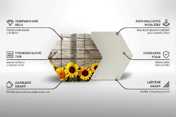 Tocător de bucătărie Floarea soarelui pe scânduri