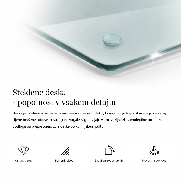 Tocător din sticlă transparente 2x40x52 cm