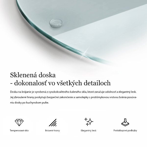Tocător din sticlă transparent 30 cm